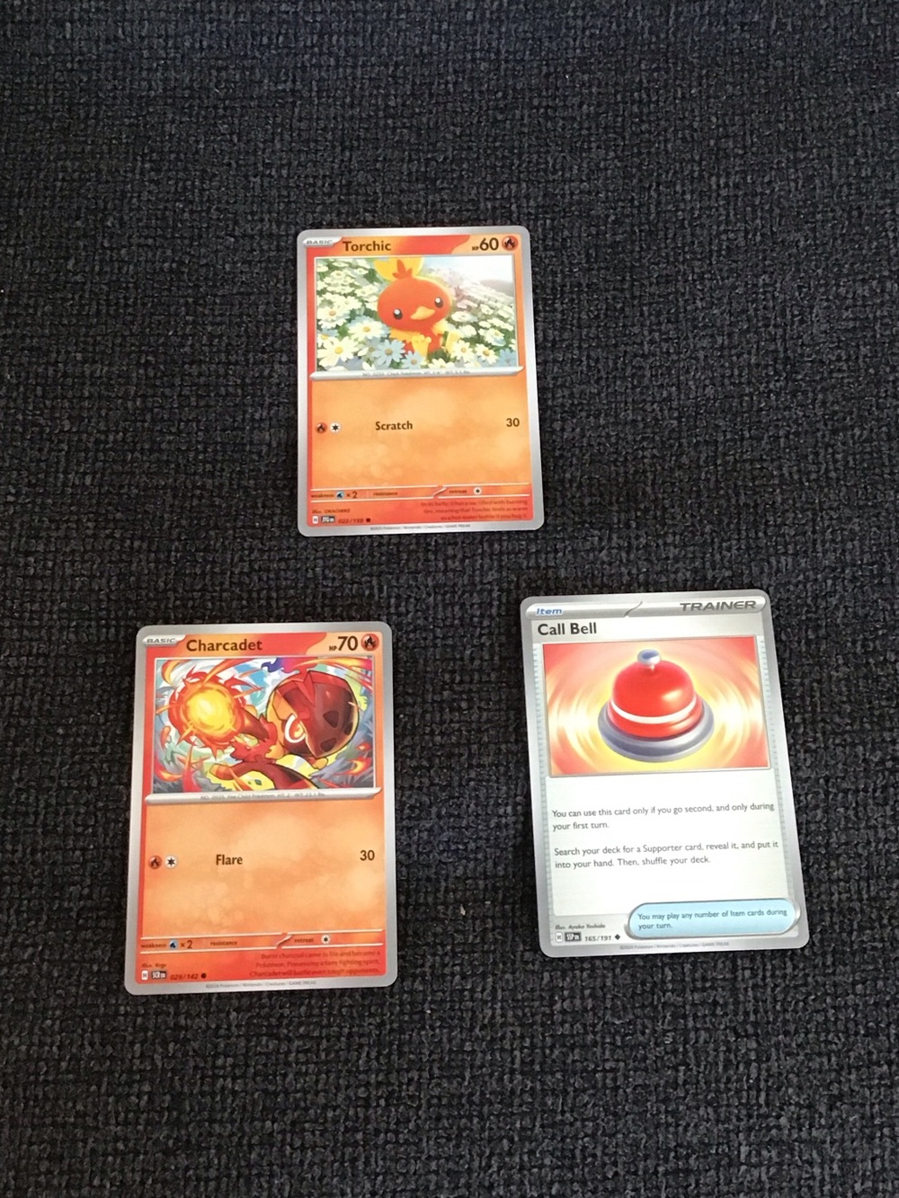 Torchic & Charcadet Fire-Type Trading Cards - Orange